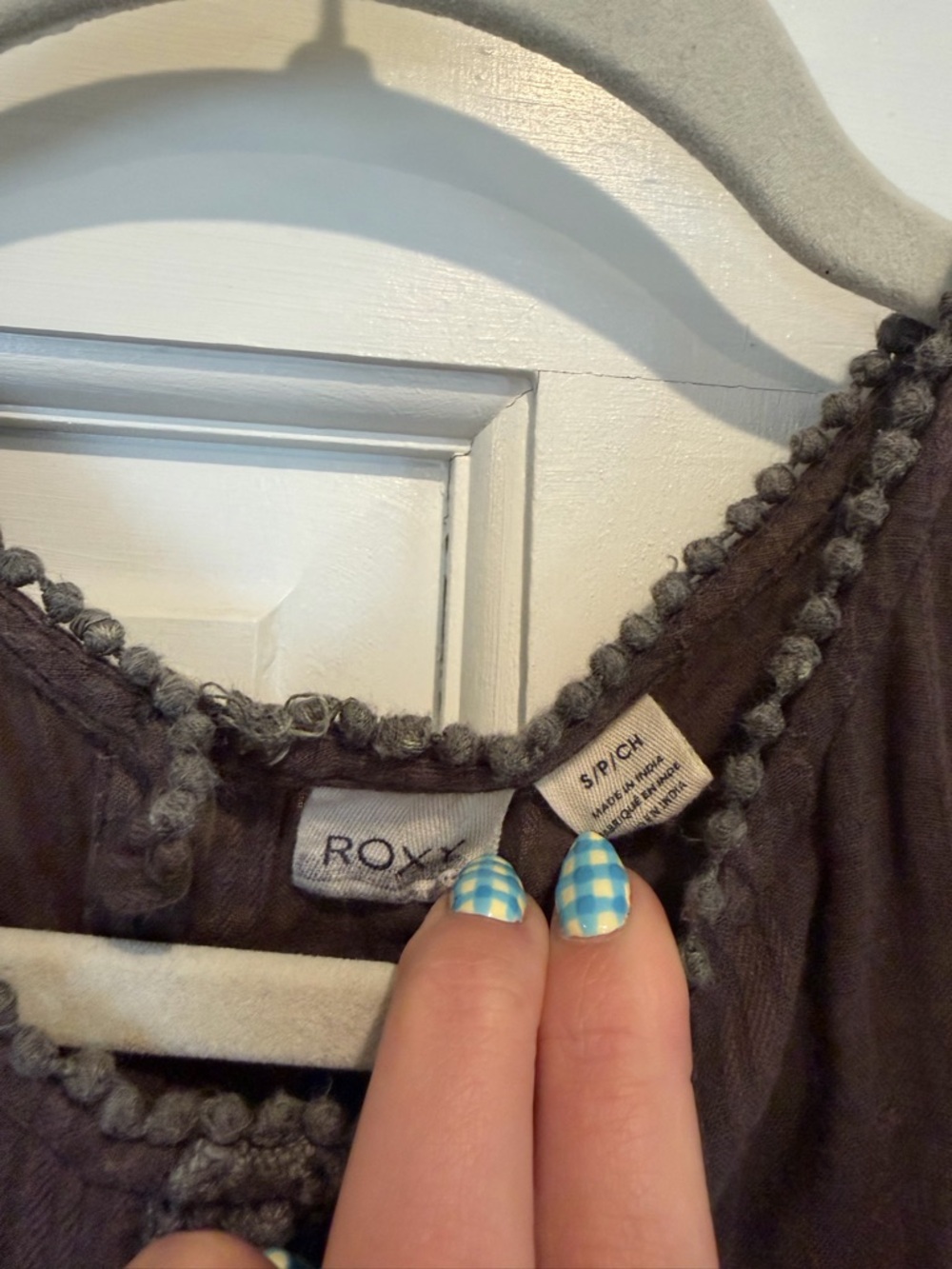 Roxy Brown Sleeveless Embroidered Camisole Linen Beachy - Picture 2 of 3